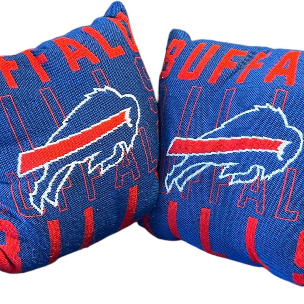 Set of 2 Buffalo Bills Couch Throw Pillows blue and red textured fabric